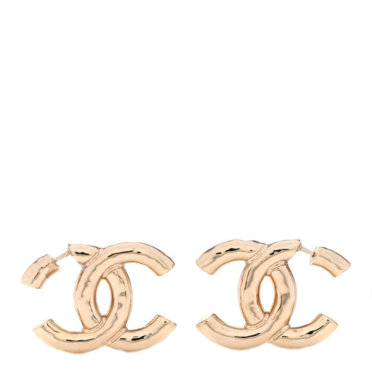 Chanel Metal Large CC Earrings Light Gold 1 of 5