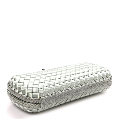 Bottega Veneta Satin Intreccio Impero Ayers Stretch Knot Clutch  Light Green 4 of 7