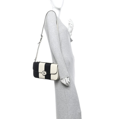 Gucci Senna Calfskin Lines Petite GG Top Handle Shoulder Bag Black Mystic White 2 of 10