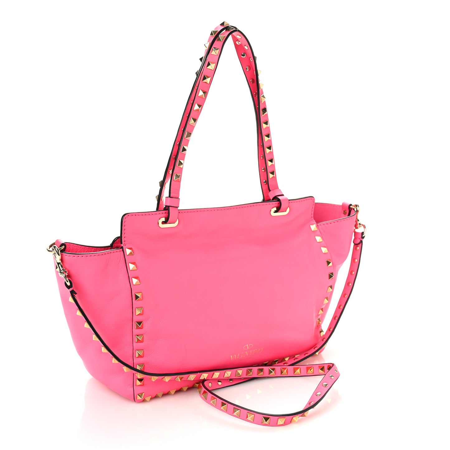 Vitello Small Rockstud Tote Fuxia Fluo