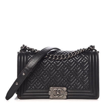 Chanel Lambskin Chevron Quilted Medium Boy Flap Black 1 of 16