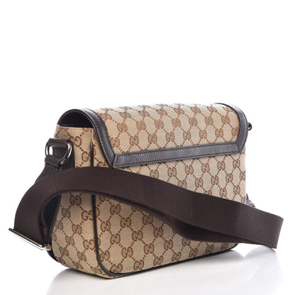 Gucci Monogram Flap Messenger Bag Beige Dark Brown 4 of 10
