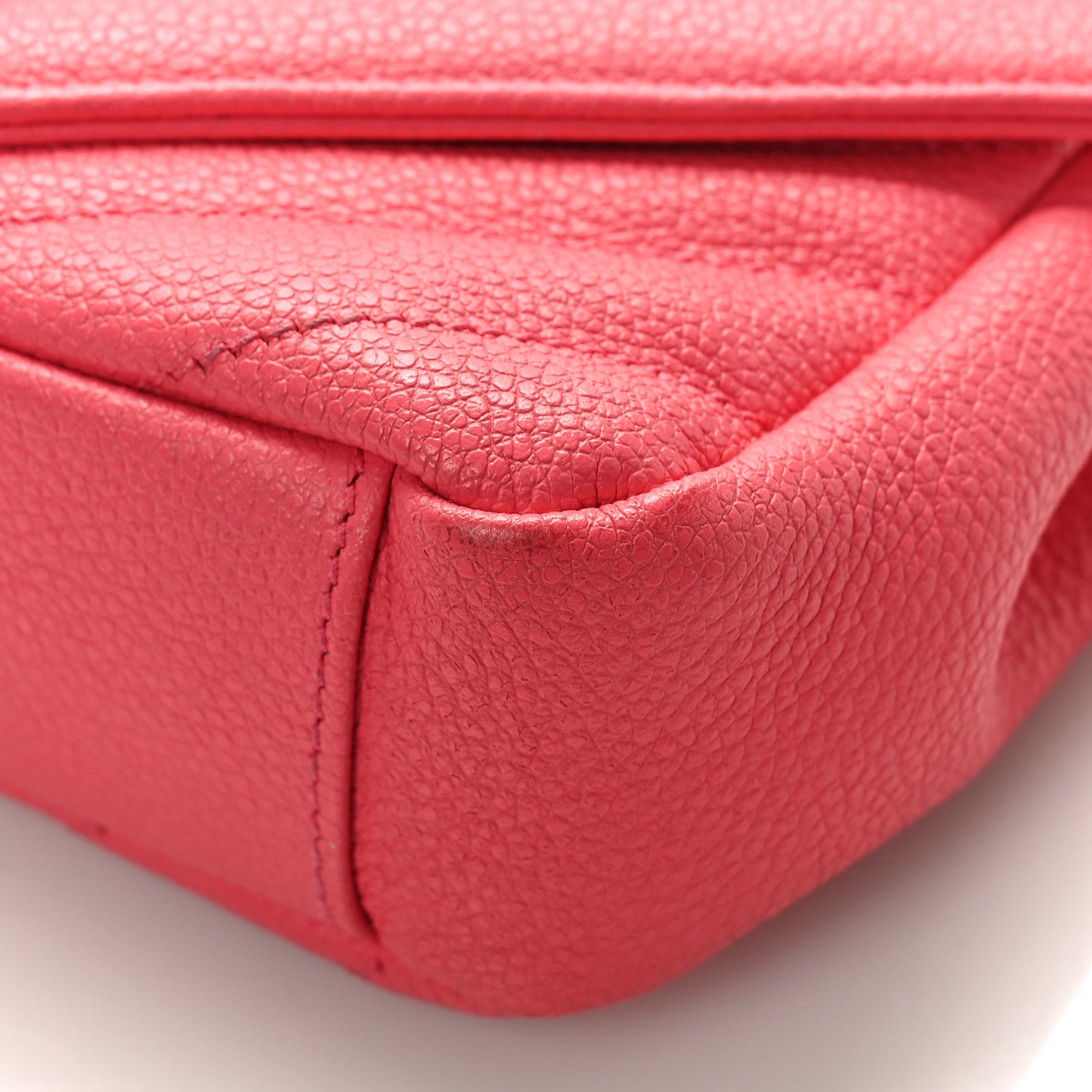 Saint Laurent Grained Calfskin Matelassé Chevron Monogram Classic Baby Chain Bag Coral Pink 8 of 8
