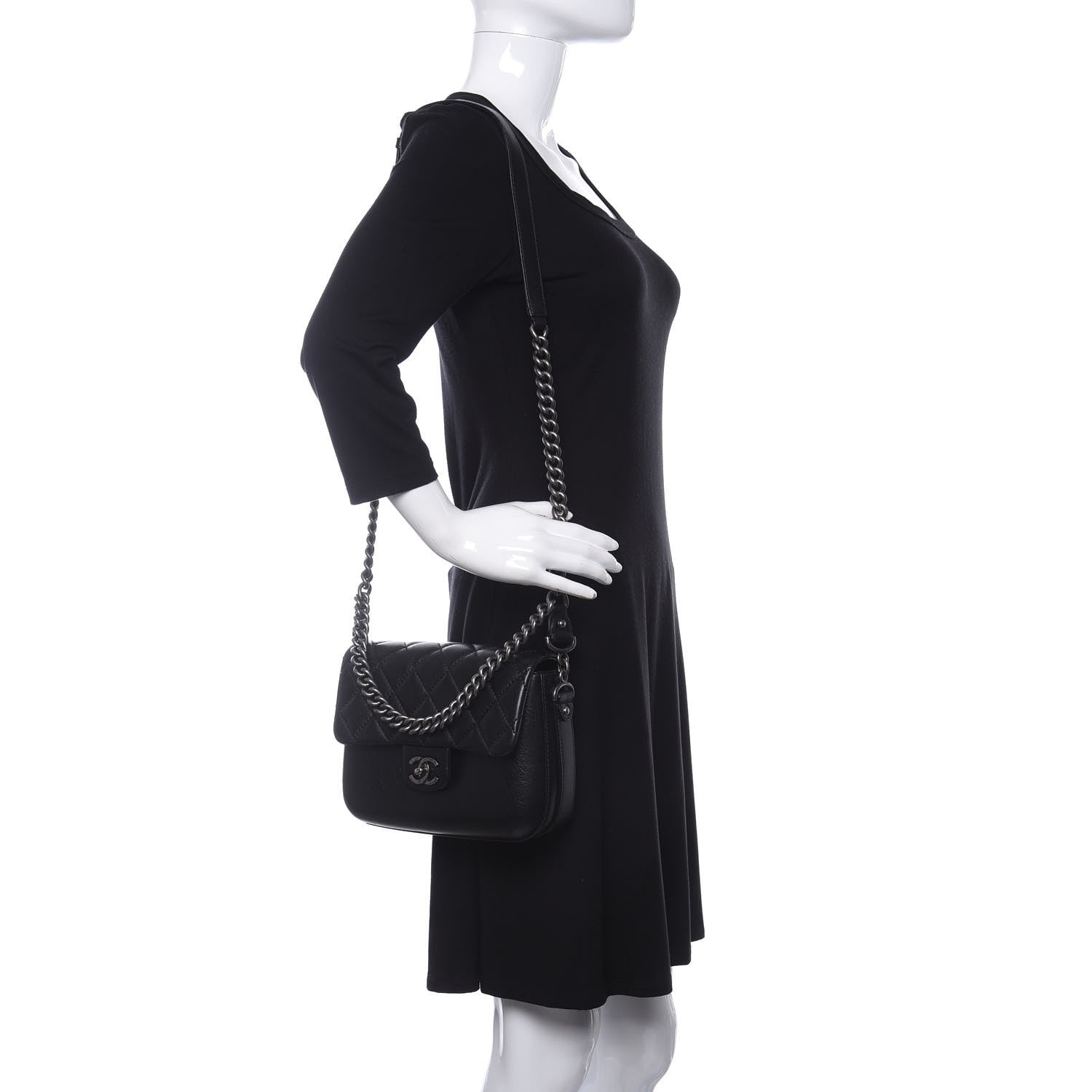 Chanel Calfskin Quilted Medium Rock My Shoulder Flap Black 2 of 10
