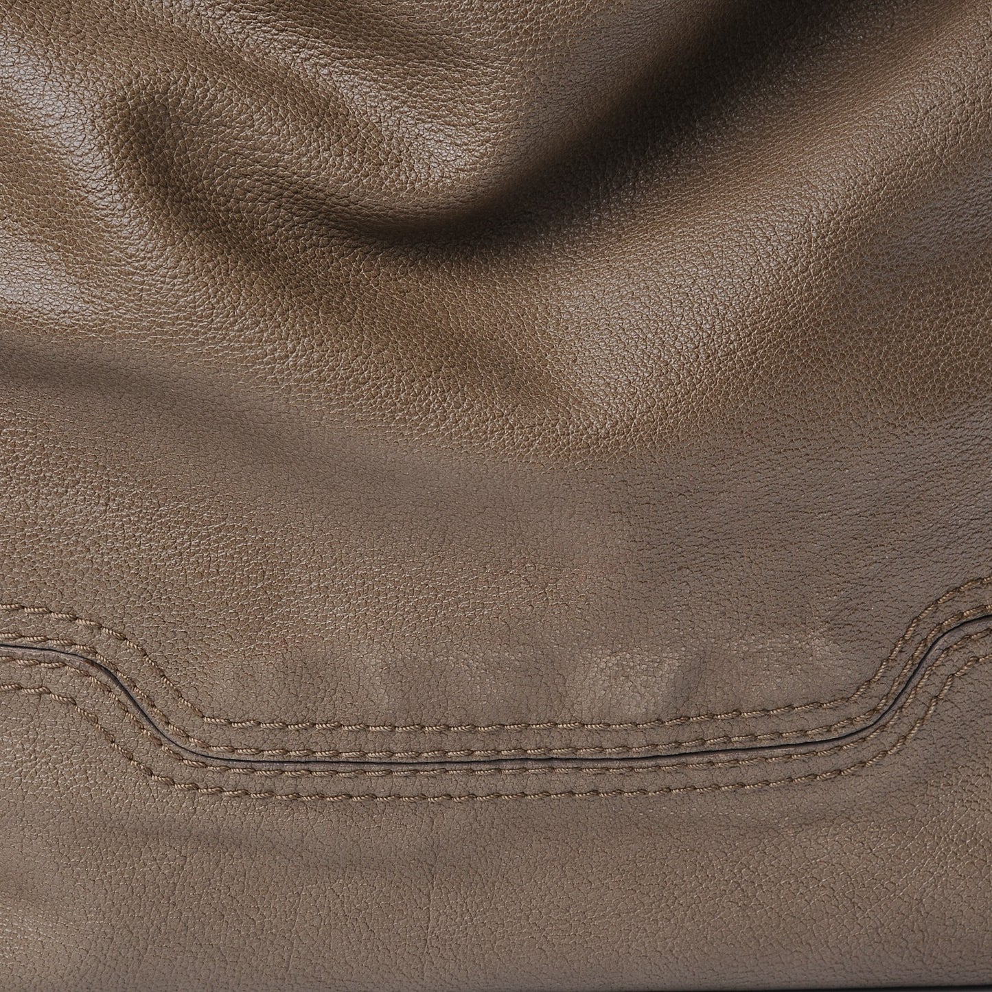 Grainy Calfskin Chain Hobo Taupe