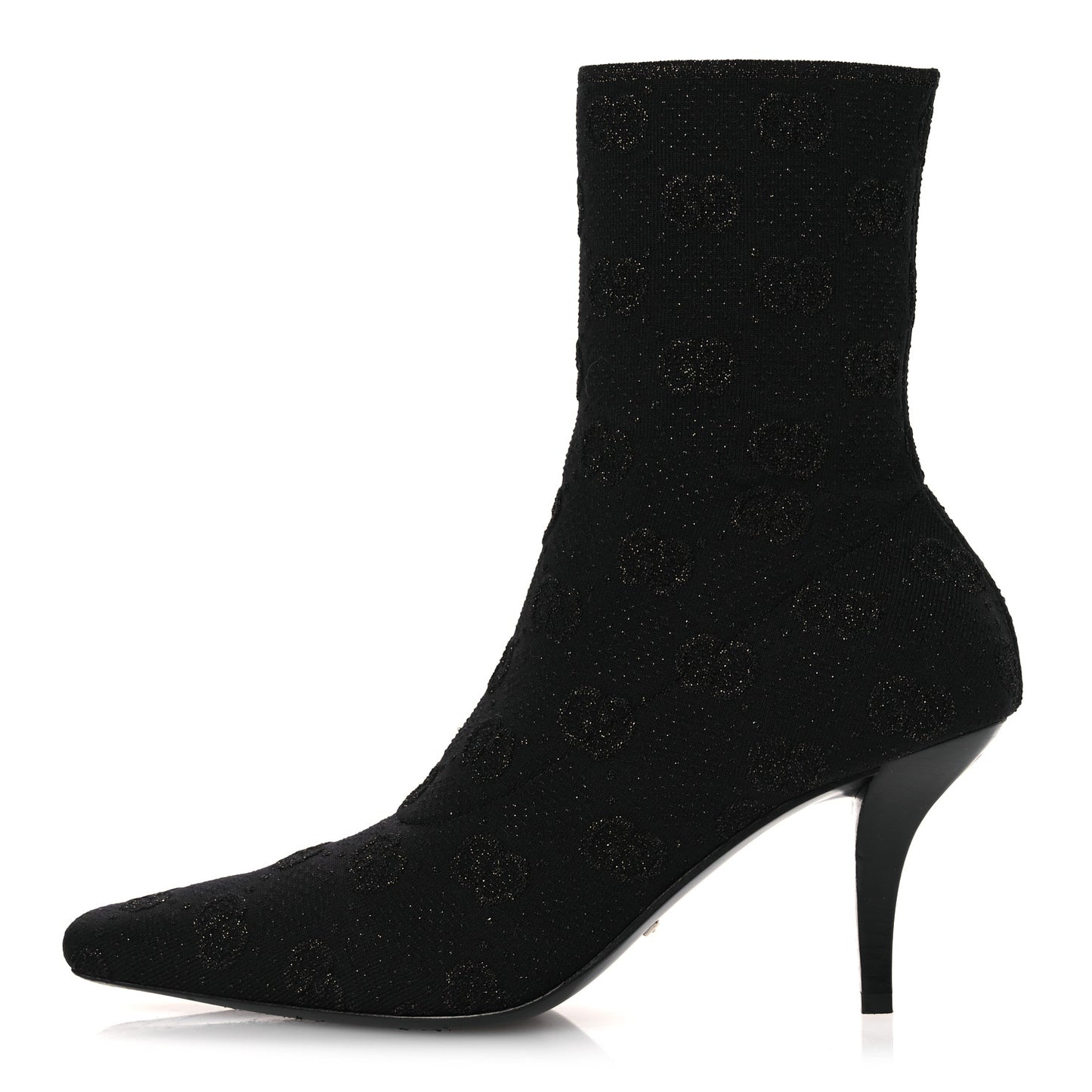 Technical Jersey Knit GG Monogram Square G 75mm Ankle Boots 39 Black Gray