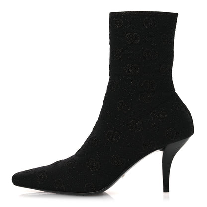 Gucci Technical Jersey Knit GG Monogram Square G 75mm Ankle Boots 39 Black Gray 1 of 10