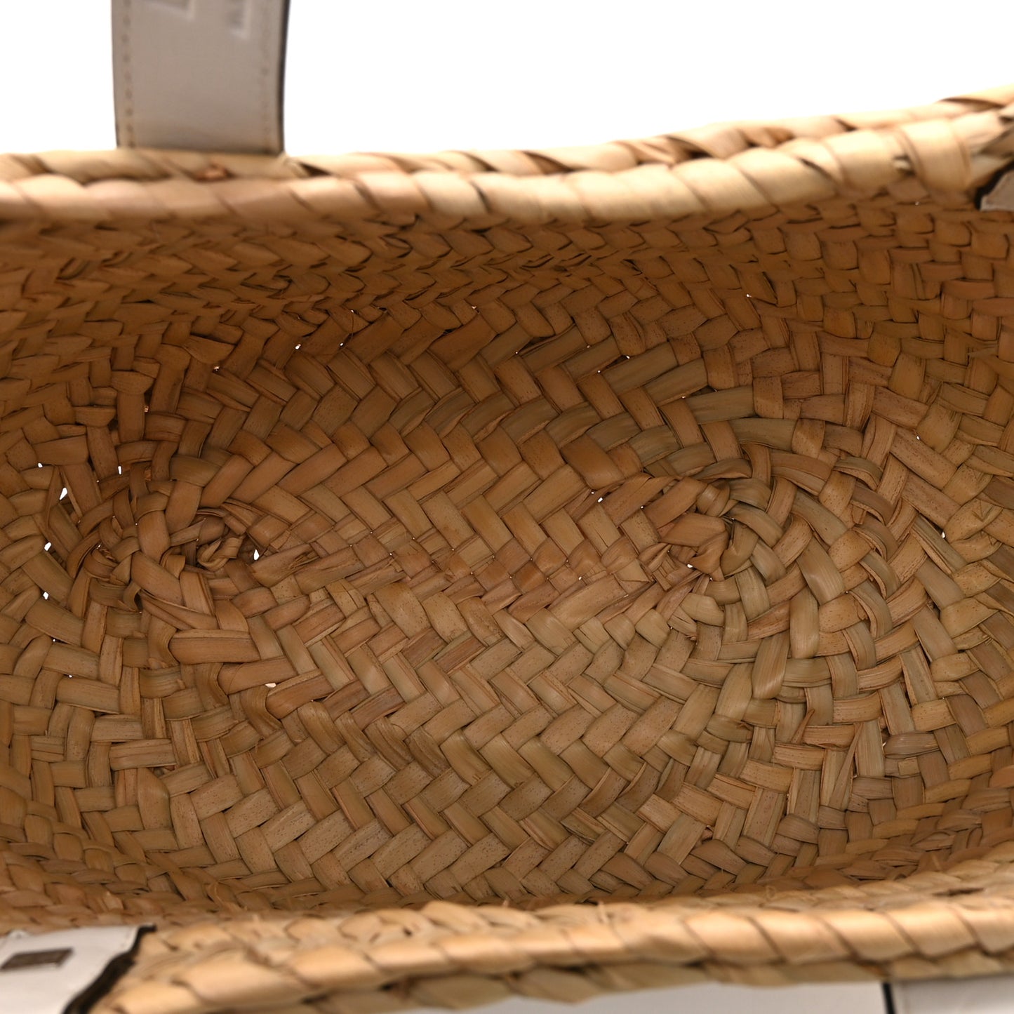 Raffia Small Basket Tote Bag Natural White