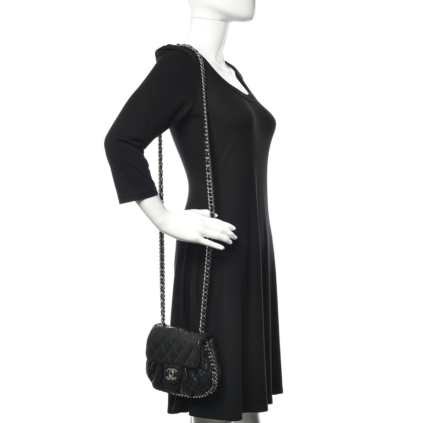 Washed Lambskin Quilted Mini Chain Around Flap Black