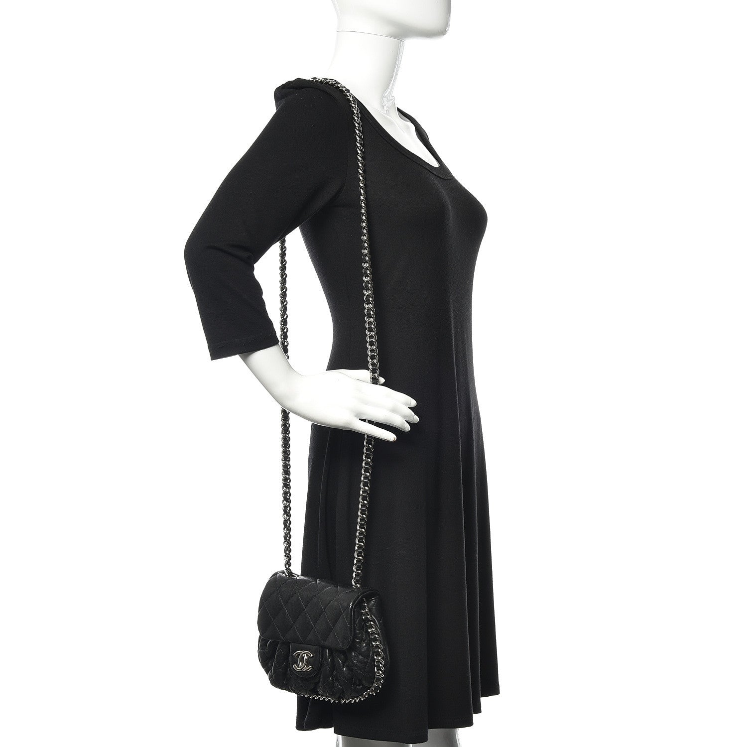 Chanel Washed Lambskin Quilted Mini Chain Around Flap Black 2 of 12
