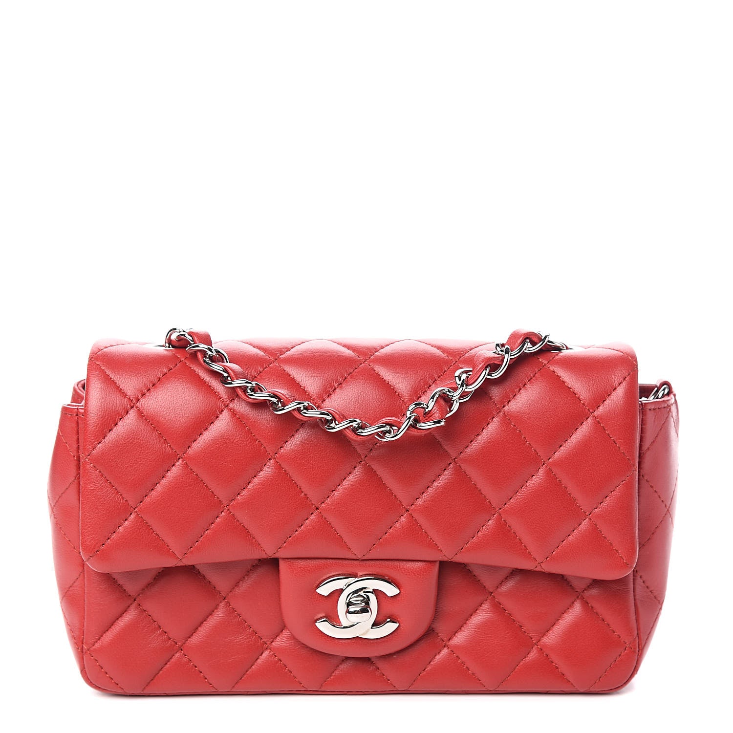 Chanel Lambskin Quilted Mini Rectangular Flap Red 1 of 12