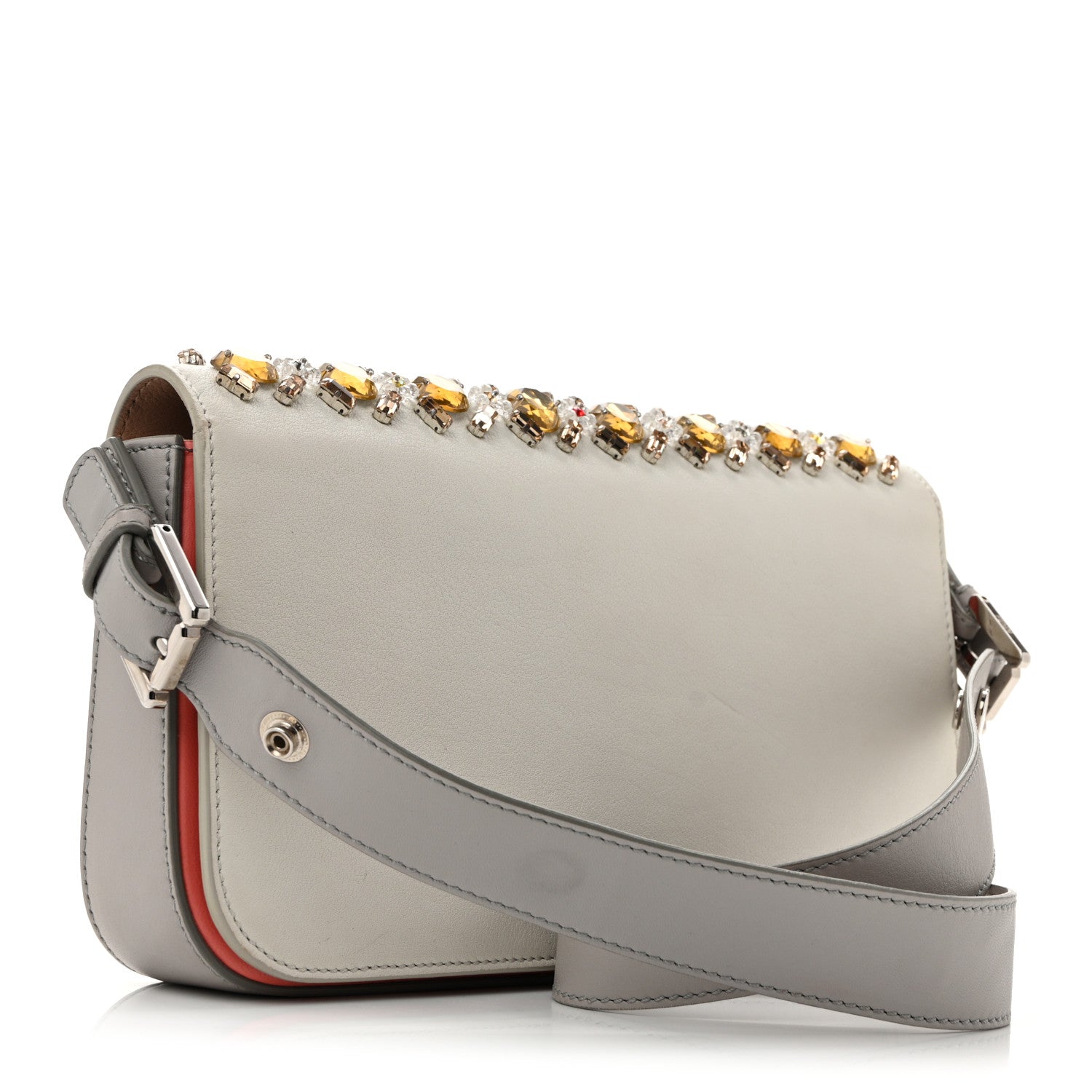 Fendi Vitello Dolce Crystal 3Baguette Shoulder Bag White Pink 3 of 16