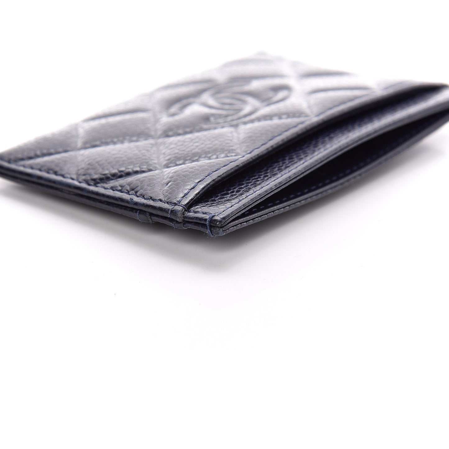Caviar Quilted Diamond CC Card Holder Dark Navy