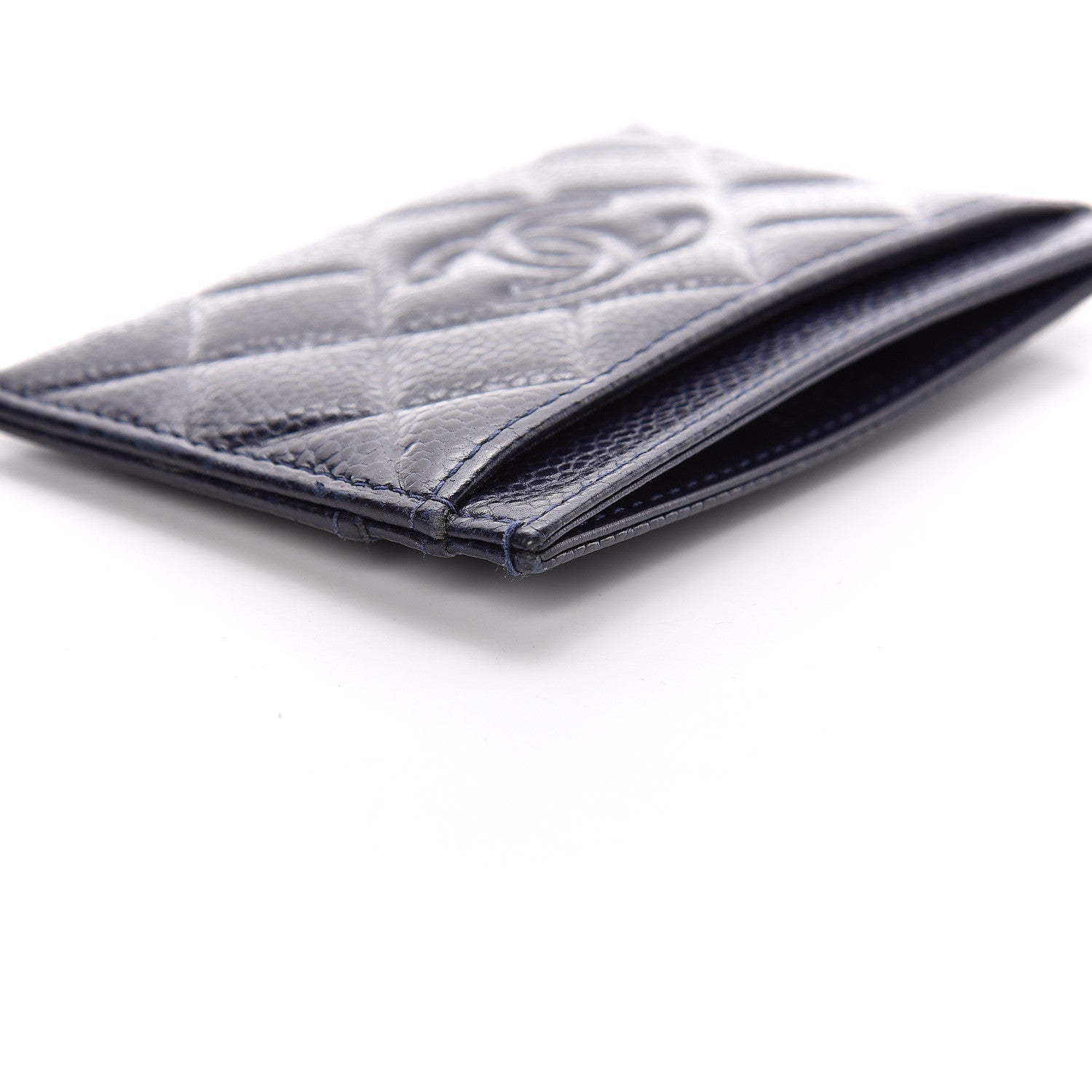 Chanel Caviar Quilted Diamond CC Card Holder Dark Navy 11 of 13