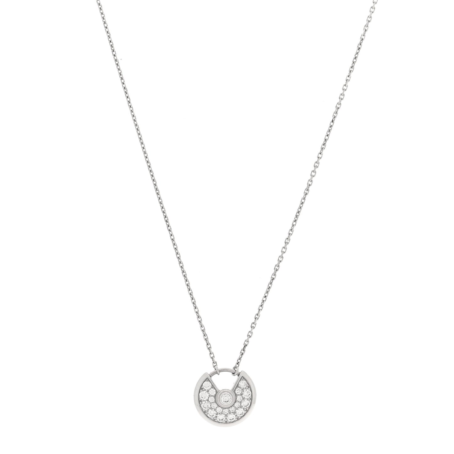 18K White Gold Diamond XS Amulette de Cartier Pendant Necklace