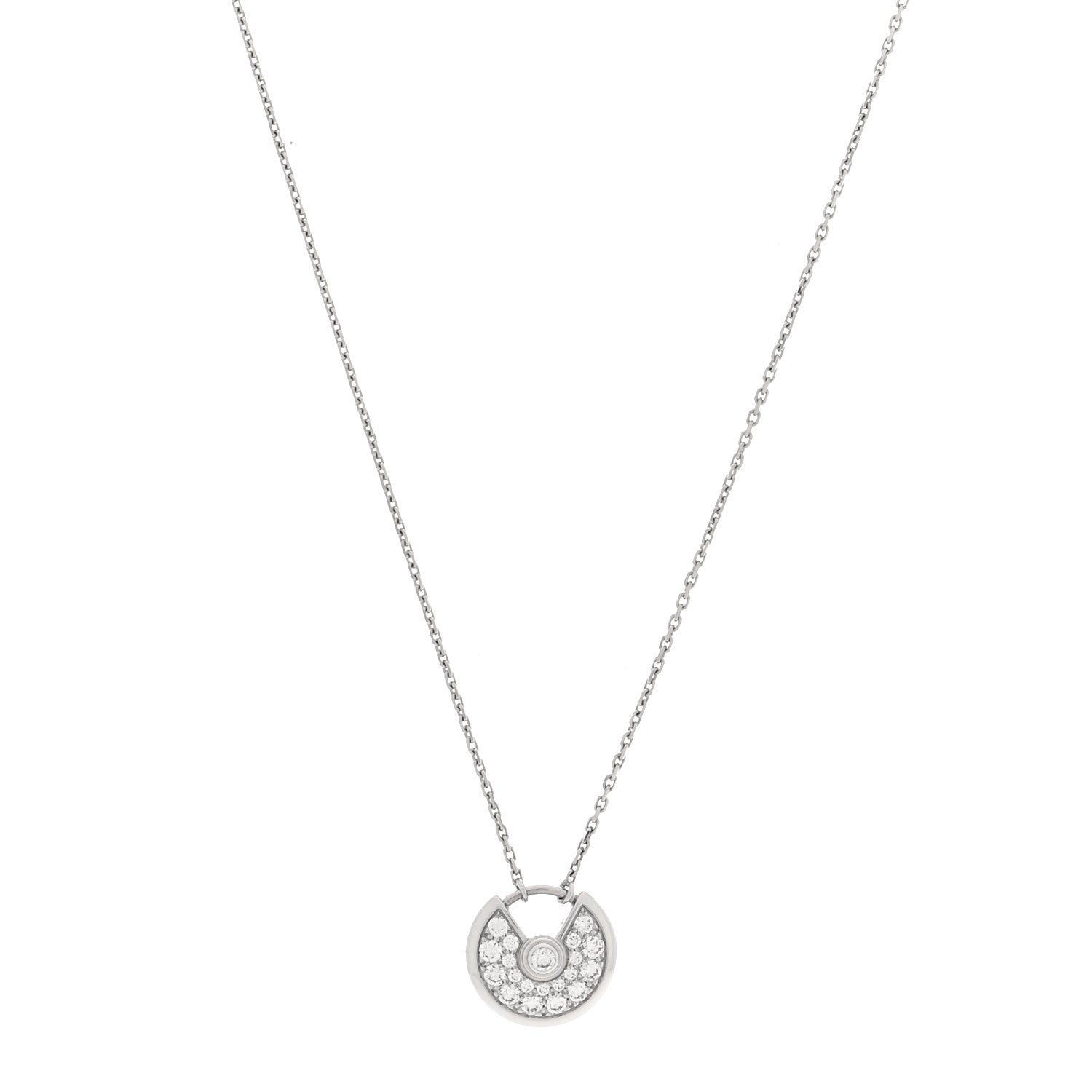 Cartier 18K White Gold Diamond XS Amulette de Cartier Pendant Necklace 1 of 5