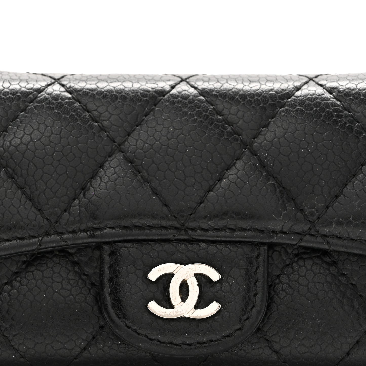 Caviar Quilted Flap Card Holder Black