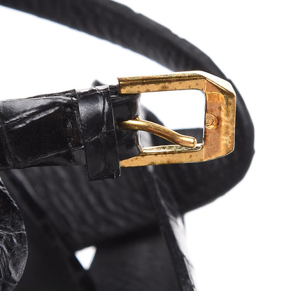 Saint Laurent Calfskin Crocodile Embossed Tribute 105 Platform Sandals 40 Black 8 of 11