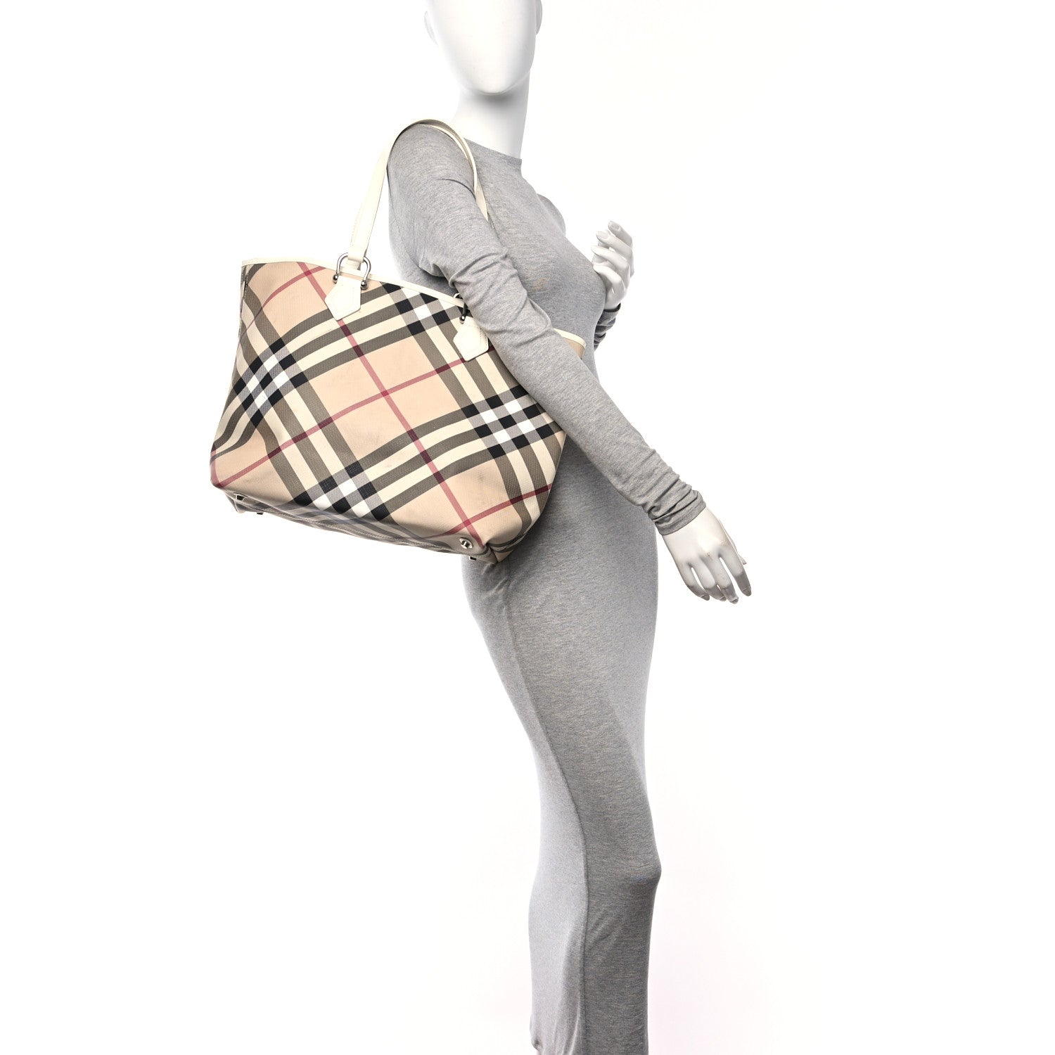 Burberry Nova Check Large Nickie Tote White 1597060 – FASHIONPHILE