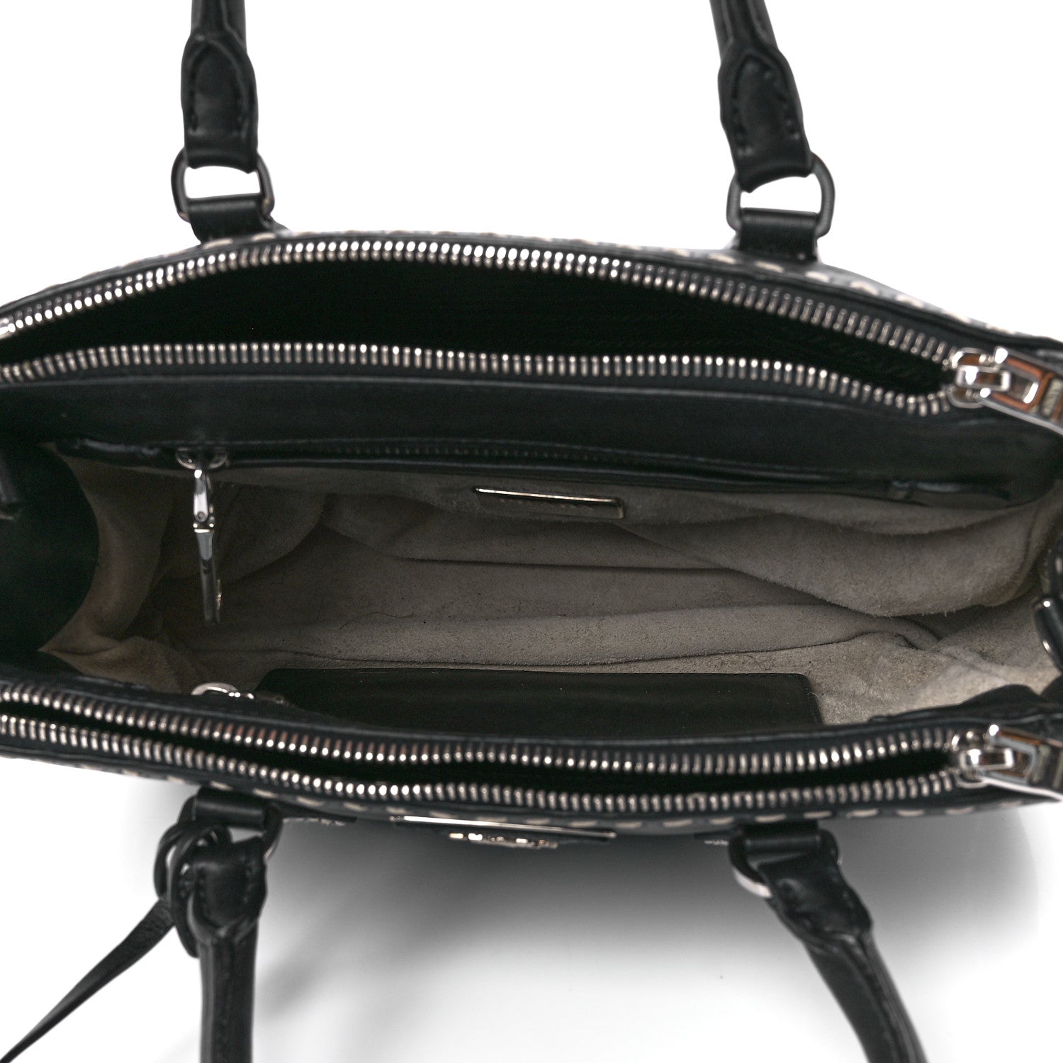 Prada City Calf Mini Hand Stitched Galleria Double Zip Tote Black 5 of 11