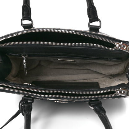 Prada City Calf Mini Hand Stitched Galleria Double Zip Tote Black 5 of 11