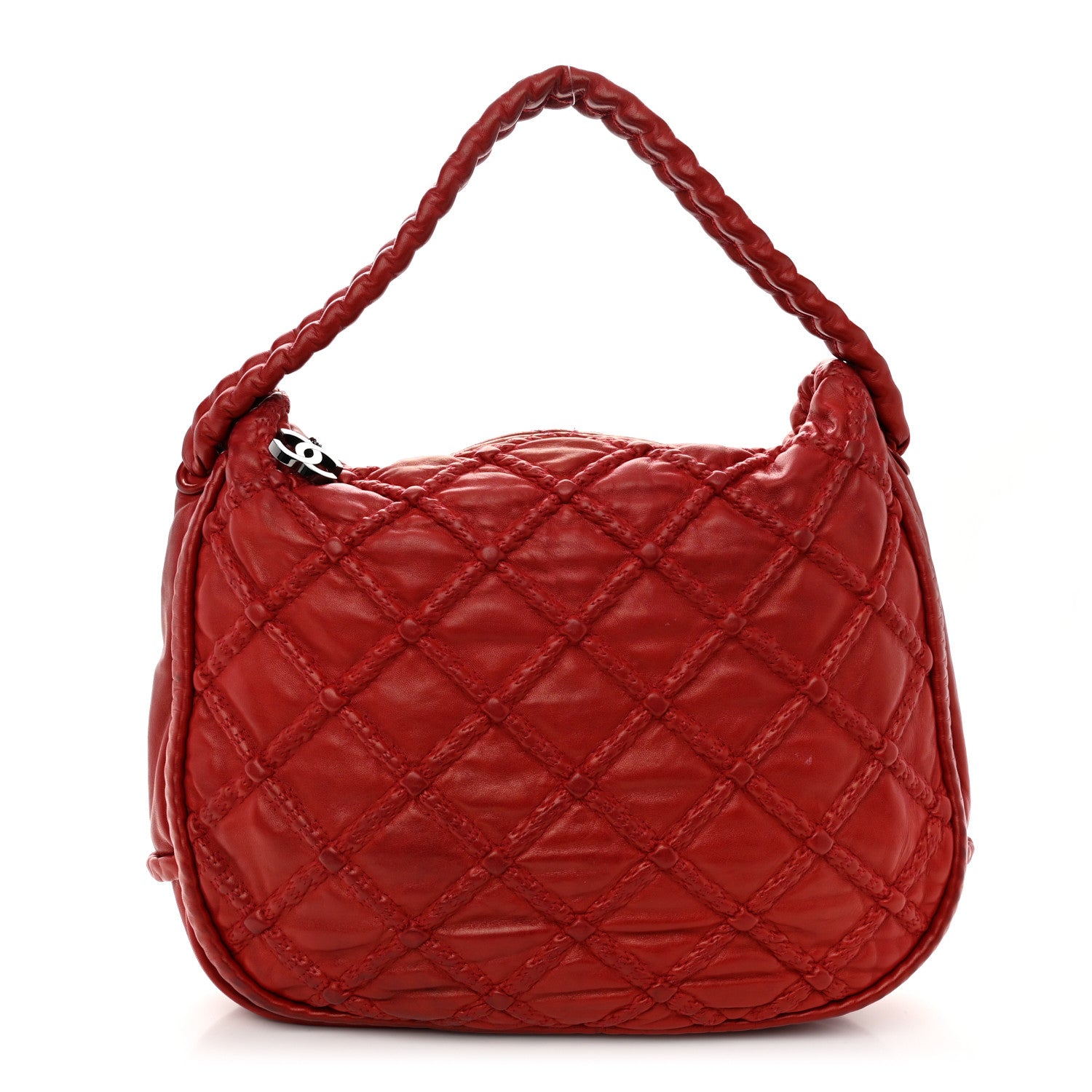 Chanel Quilted Lambskin Hidden Chain Hobo Red 1 of 12