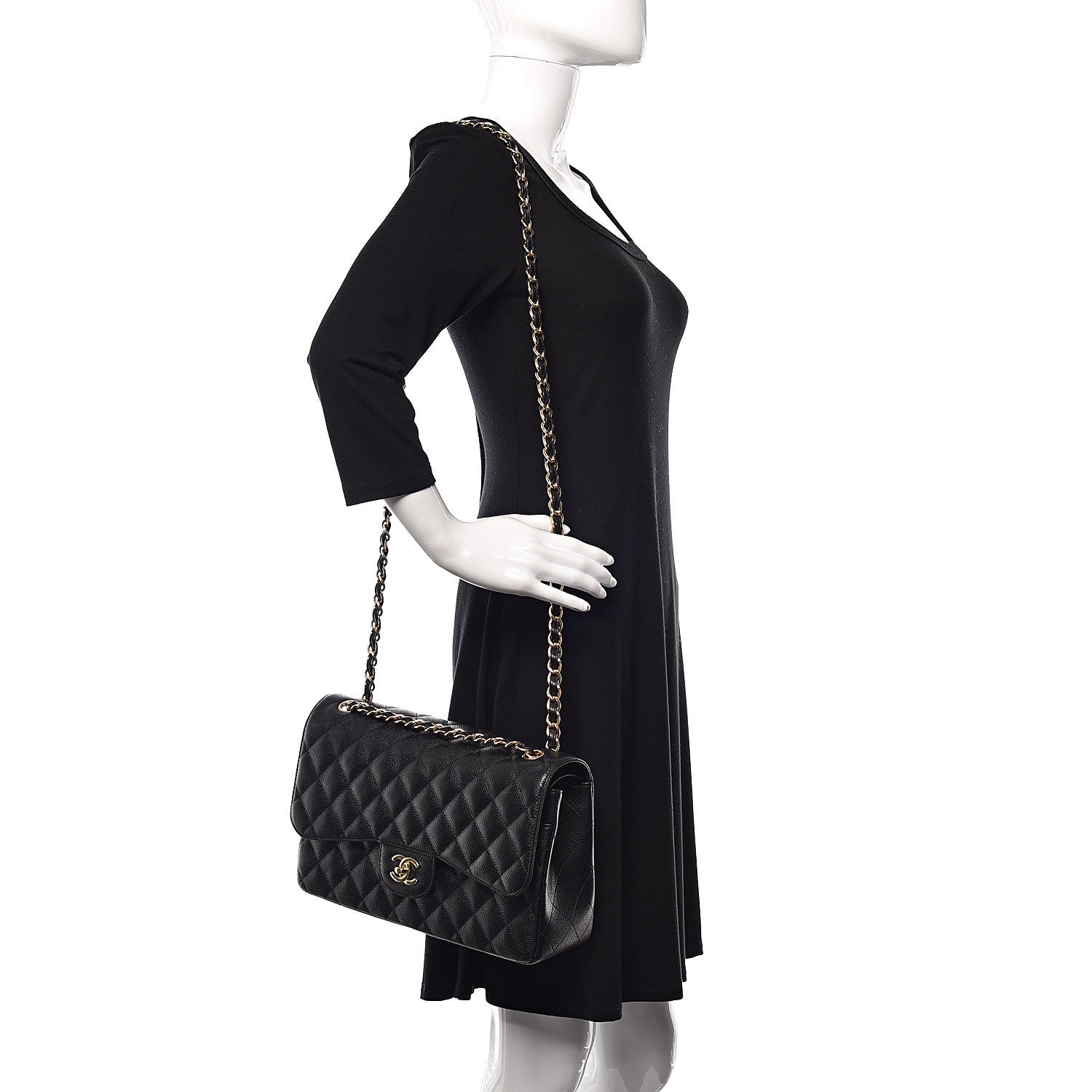 Chanel Caviar Quilted Jumbo Double Flap Black 2 of 12