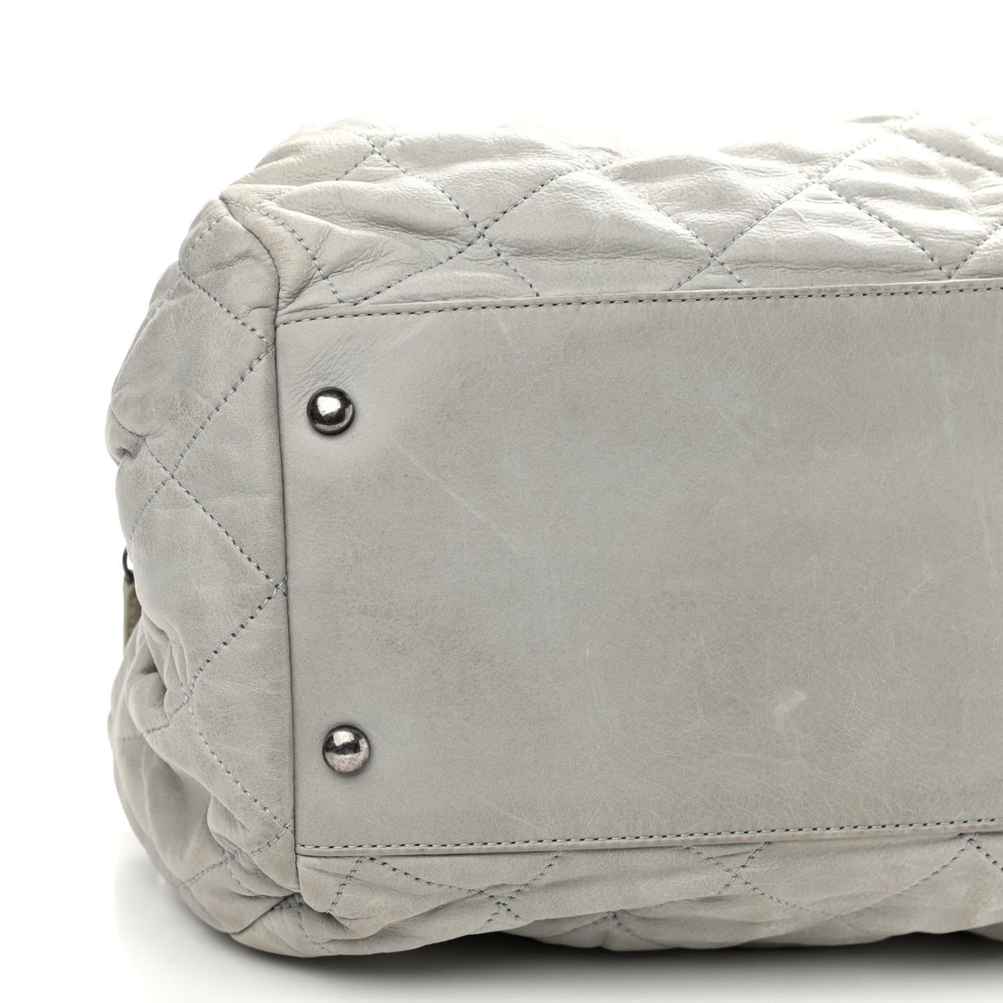Iridescent Calfskin Chic Quilt Bowling Bag Grey