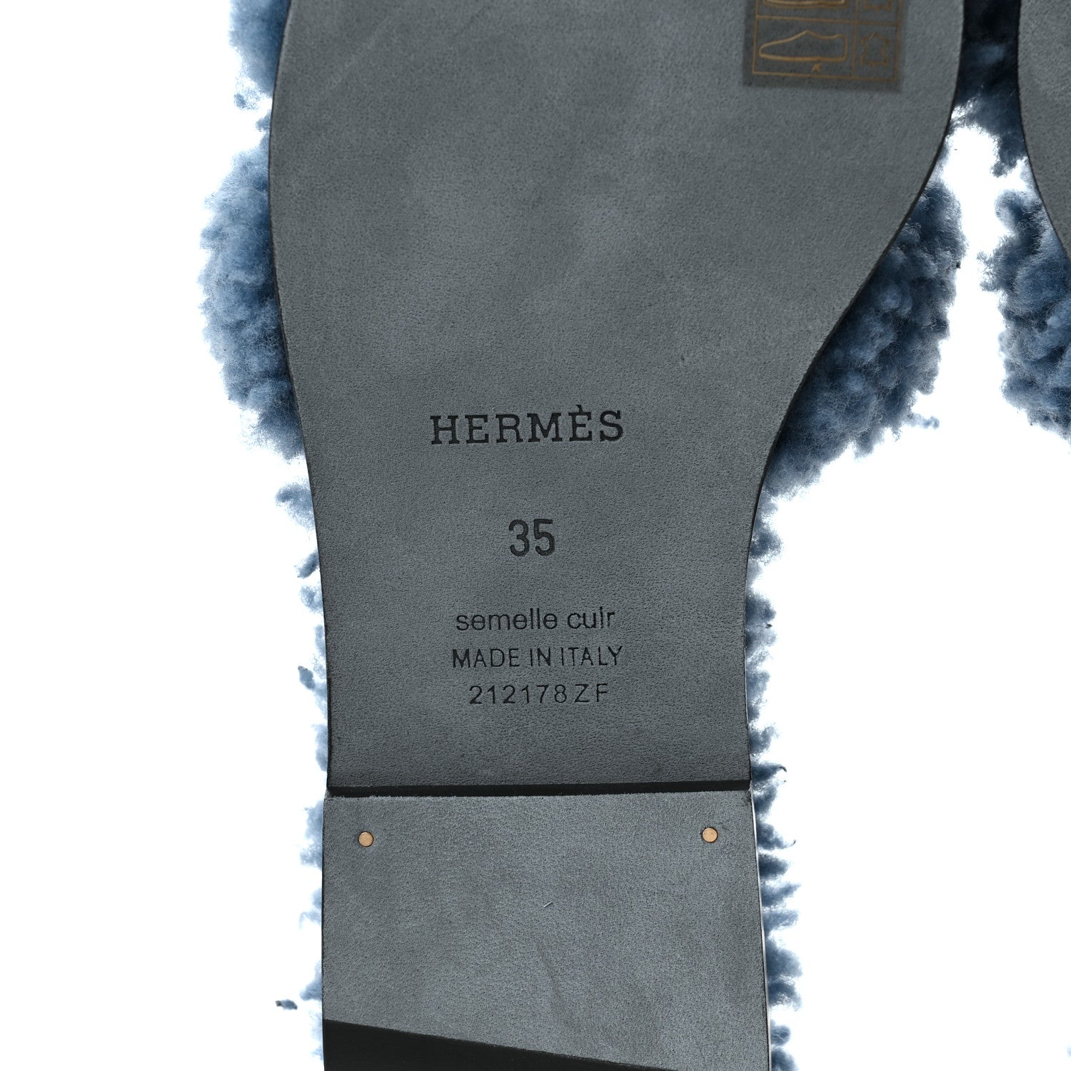 Hermes Woolskin Oran Sandals 35 Bleu 6 of 8