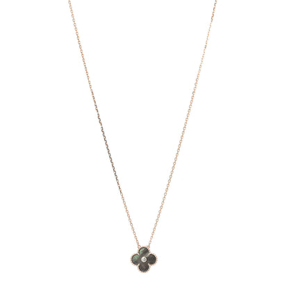 Van Cleef & Arpels 18K Rose Gold Diamond Grey Mother of Pearl Vintage Alhambra Pendant Necklace 1 of 6