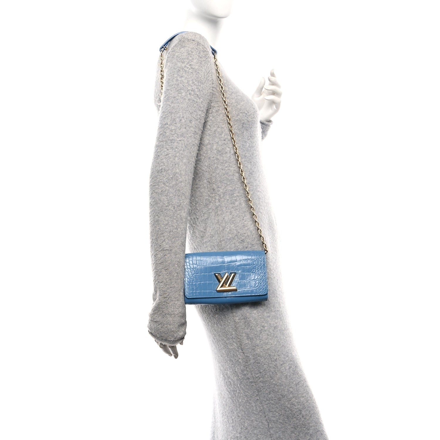 Louis Vuitton Crocodile Twist Chain Wallet Bleuet 2 of 10