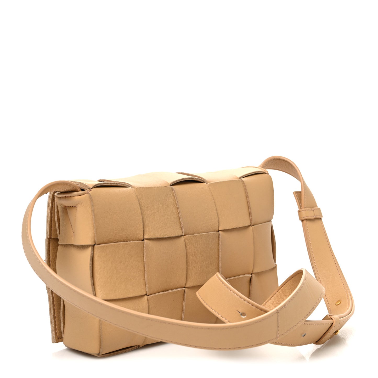 Lambskin Maxi Intrecciato Cassette Crossbody Bag Almond