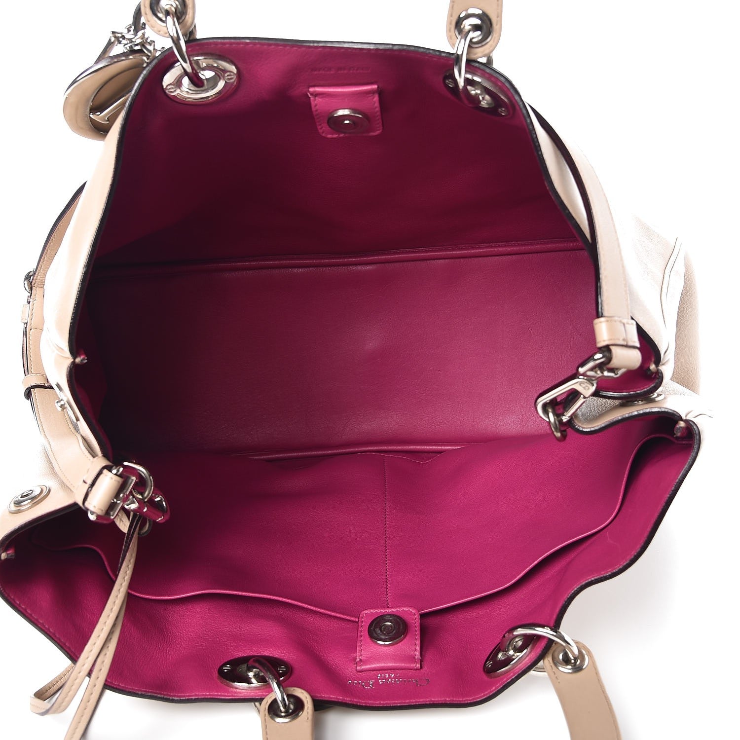 Christian Dior Smooth Calfskin Large Diorissimo Tote Beige Fuchsia 7 of 13