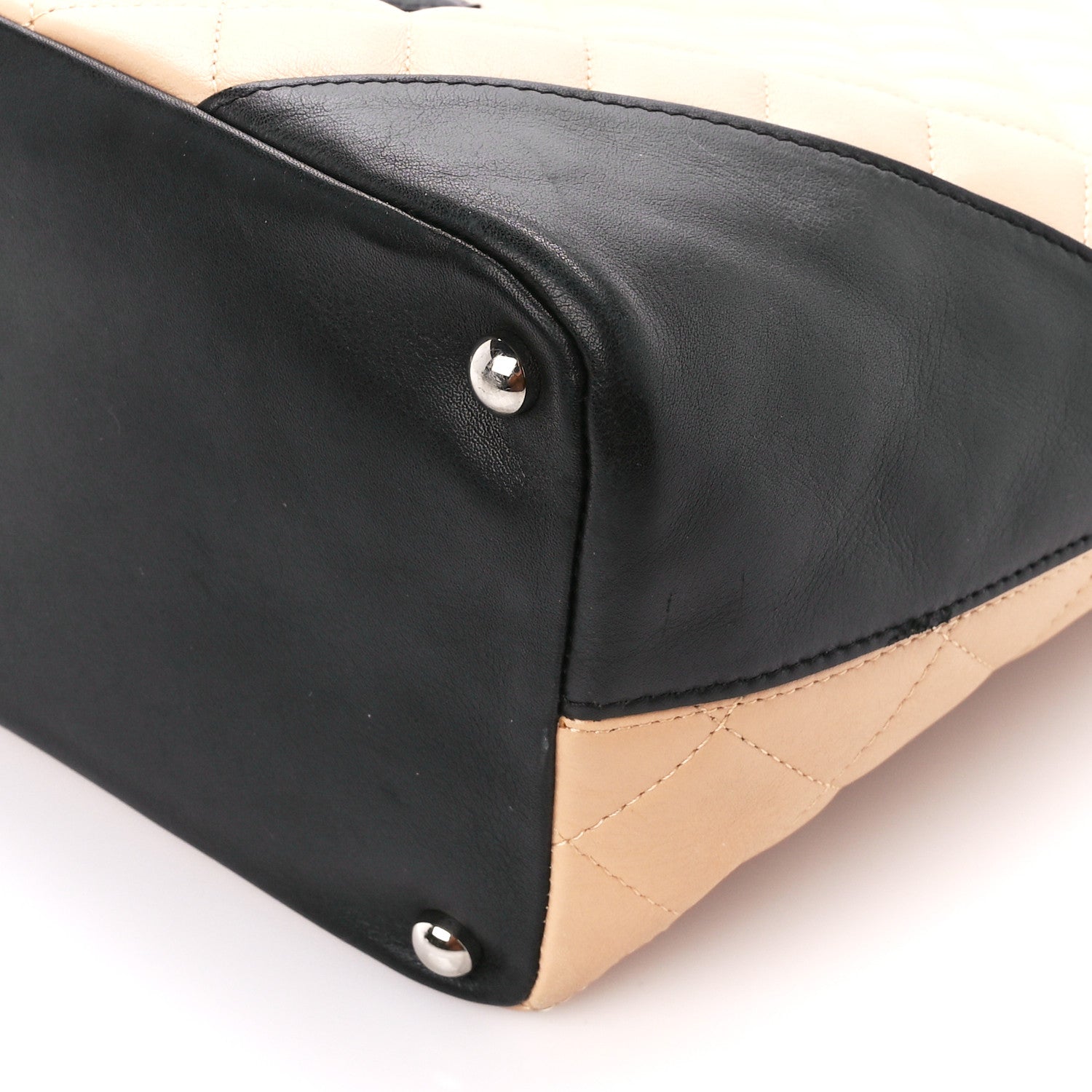 Chanel Calfskin Quilted Medium Cambon Tote Beige Black 10 of 14