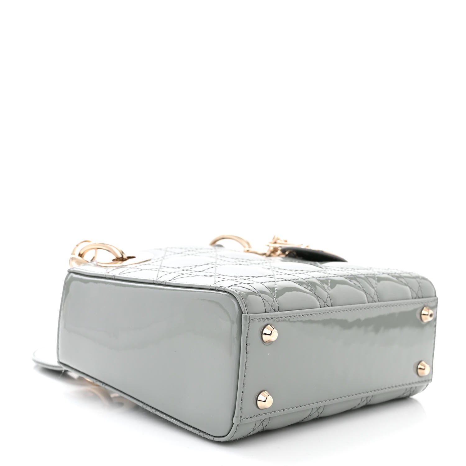 Christian Dior Patent Cannage Mini Lady Dior Grey Stone 4 of 11