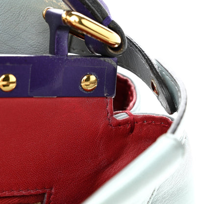 Fendi Nappa Colorblock Mini Peekaboo Iconic Satchel Polvere Purple Rain Ruby 14 of 14
