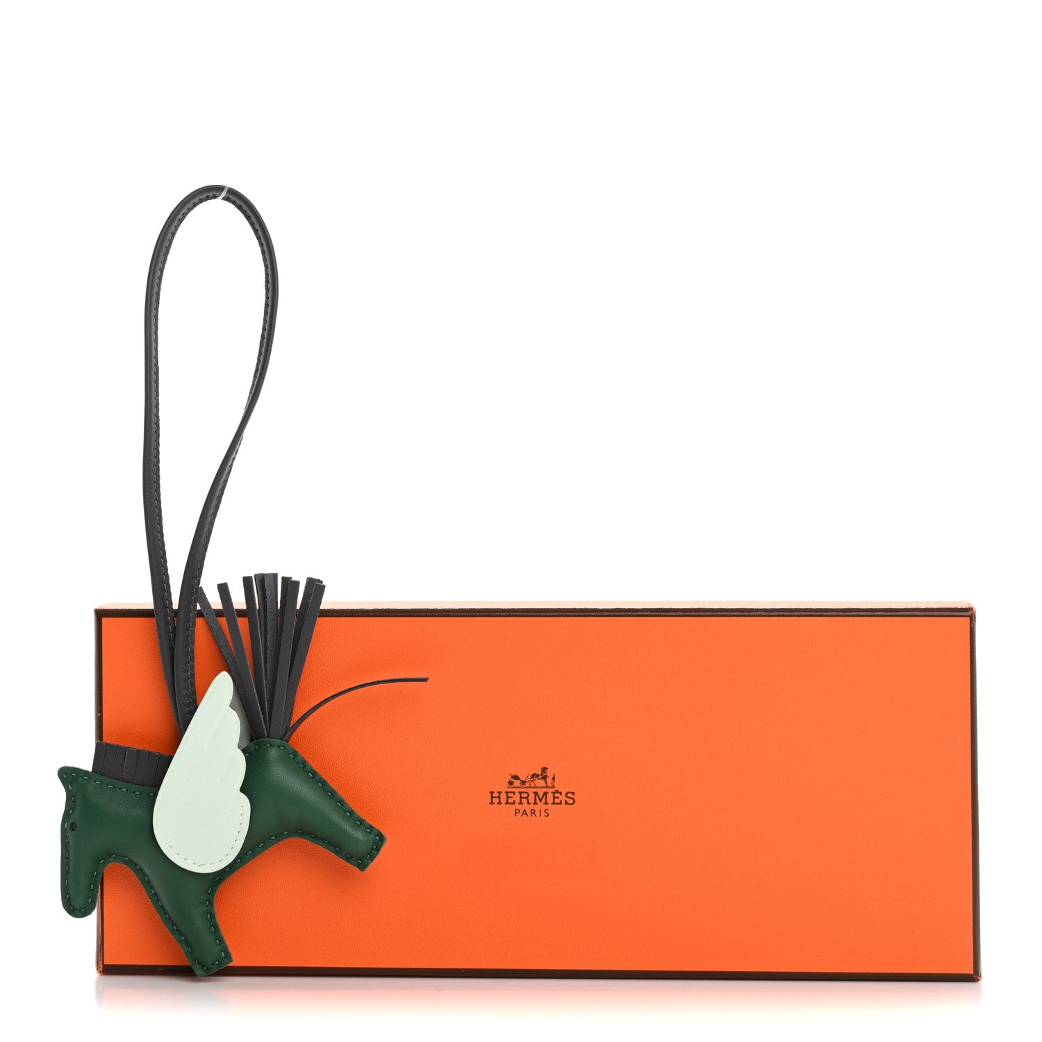 Hermes Milo Lambskin Grigri Rodeo Pegase Horse Bag Charm PM Vert Moyen Ardoise Vert Peppermint 5 of 5