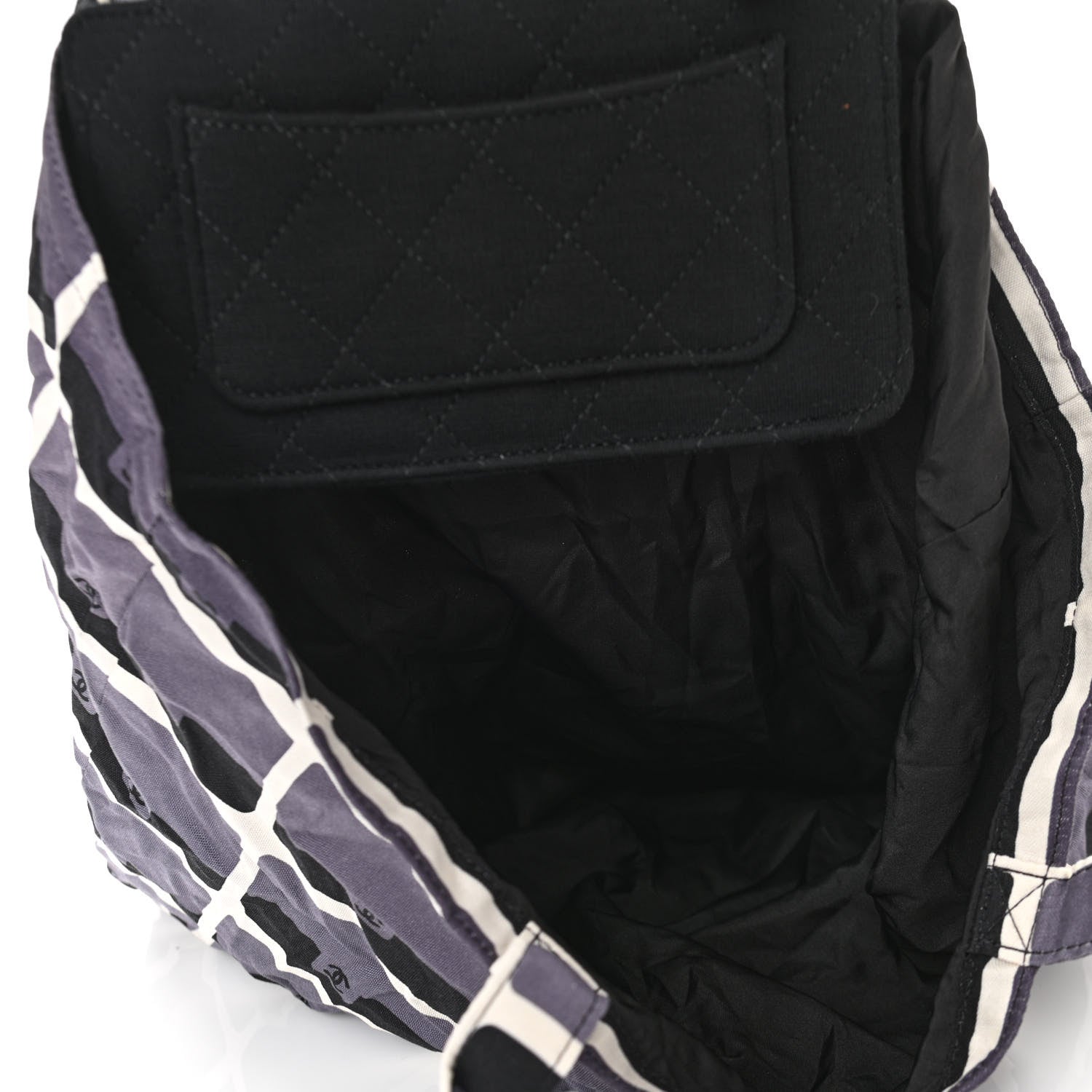 Chanel Jersey Fabric Quilted Foldable Tote With Chain Black Multicolor 9 of 25