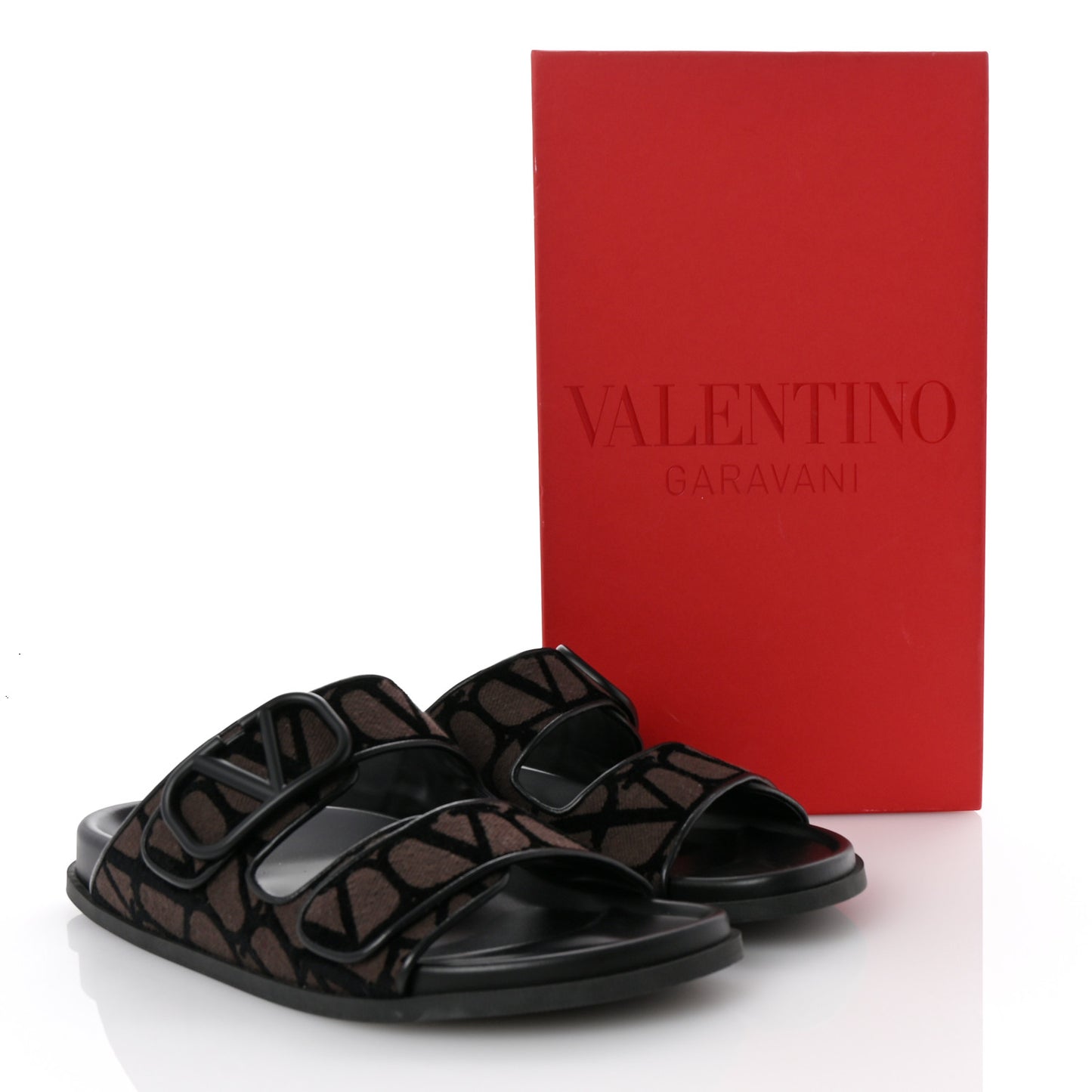 Toile Iconographe Vlogo Mens Double Strap Slide Sandals 43 Fondant Black