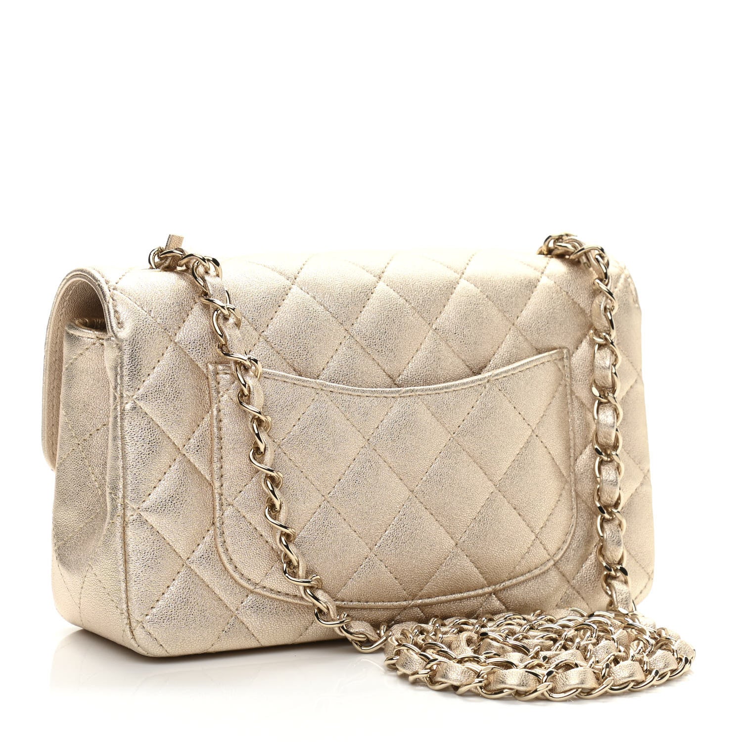 Chanel Metallic Lambskin Quilted Mini Rectangular Flap Gold 3 of 11