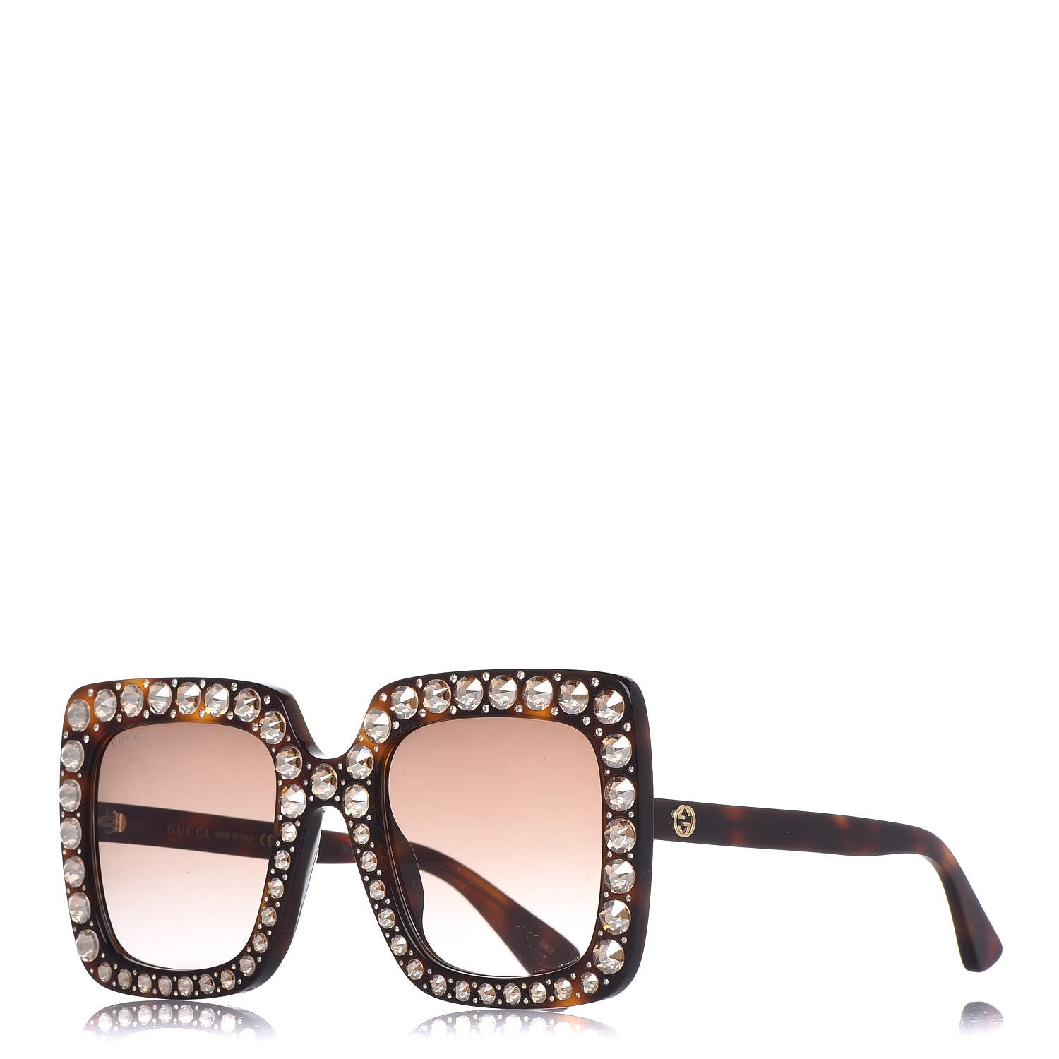 Gucci Acetate Crystal Oversize Sunglasses GG0148S Tortoise 1 of 7