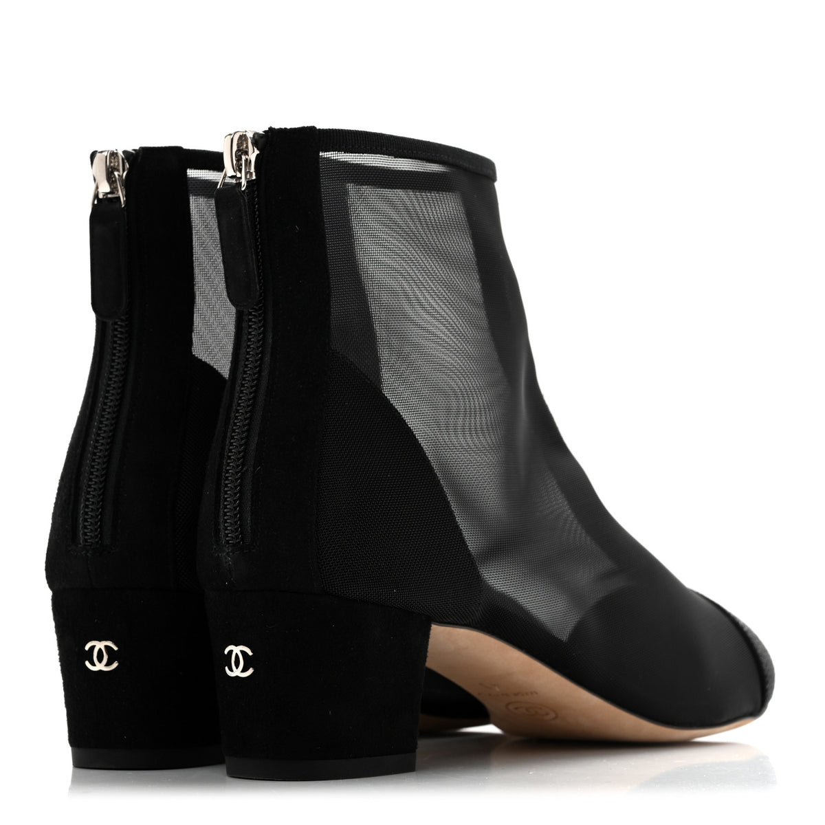 Mesh Suede Cap Toe Embellished Short Boots 40 Black