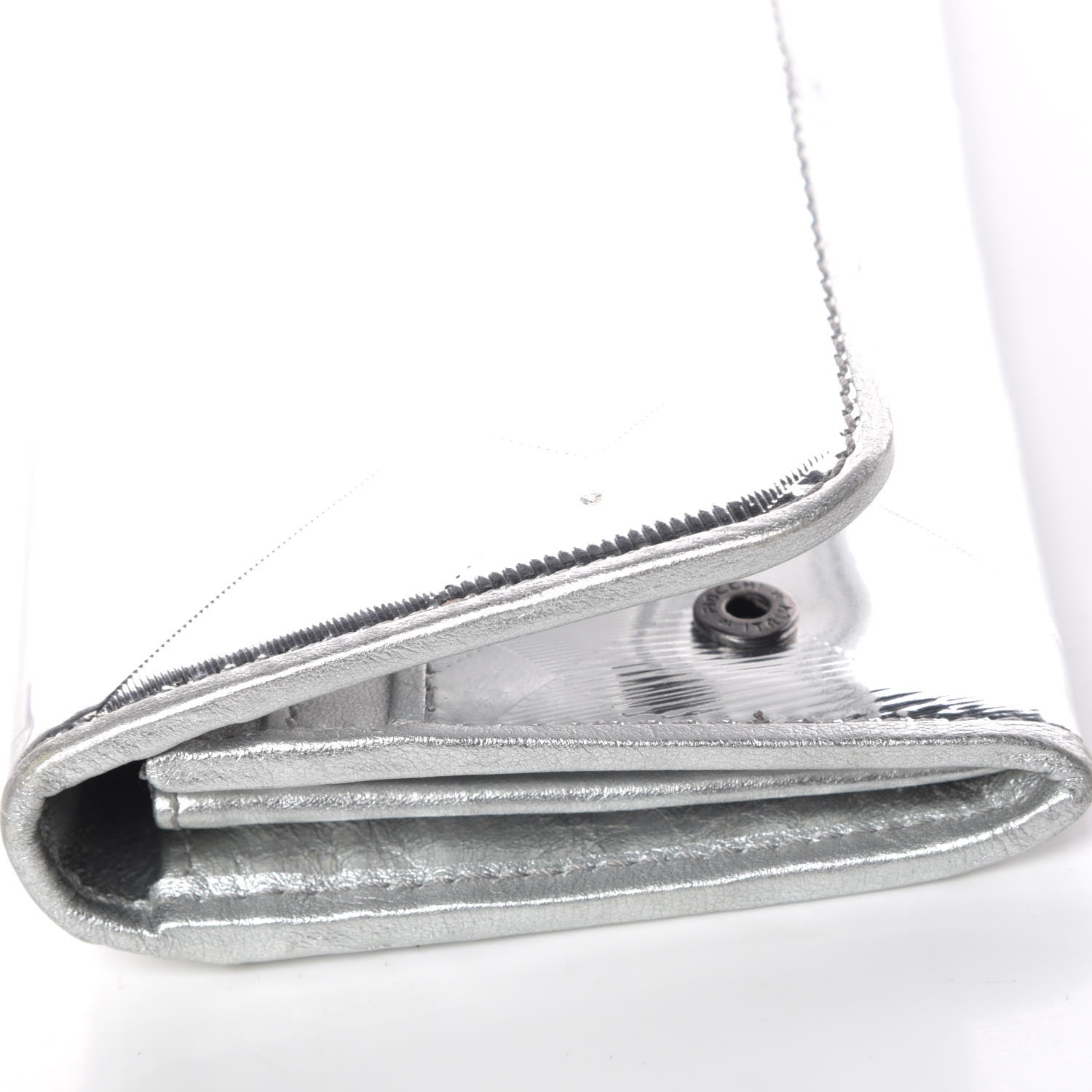 Burberry Metallic Calfskin Check Embossed Continental Wallet Silver 9 of 13