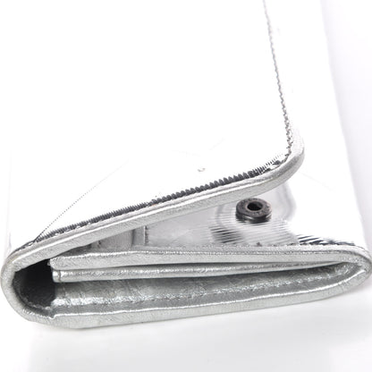 Burberry Metallic Calfskin Check Embossed Continental Wallet Silver 9 of 13