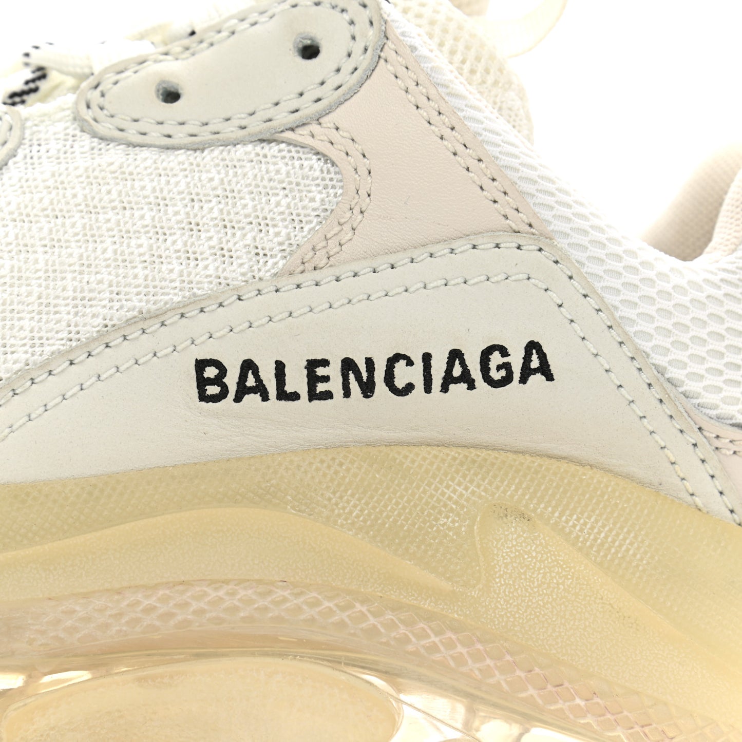 Fabric Mesh Clear Sole Womens Triple S Sneakers 37 White