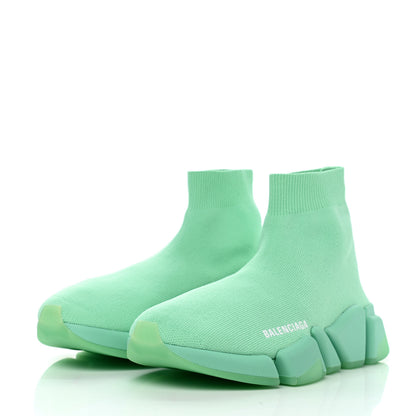 Balenciaga Technical 3D Recycled Knit Womens Speed 2.0 Transparent Sole Sneakers 37 Mint 3 of 8