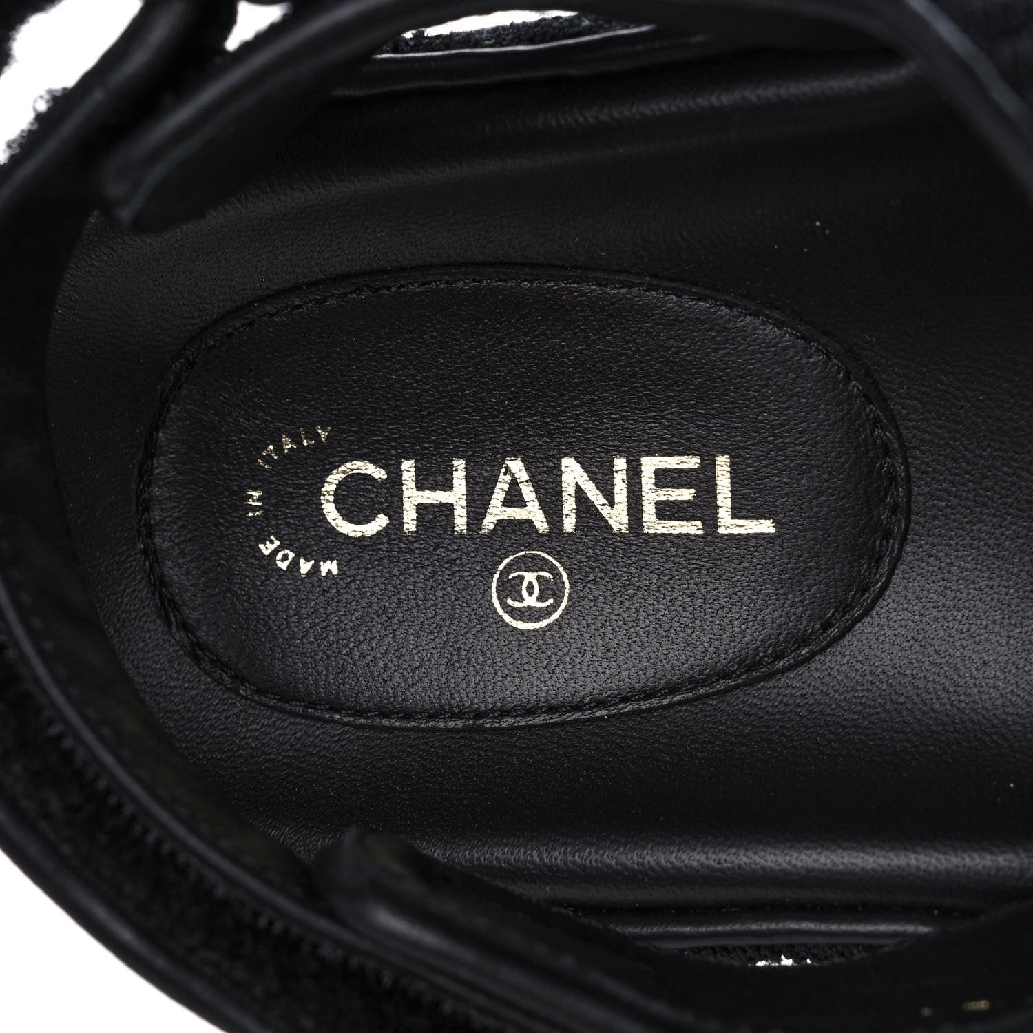 Chanel Knit Fabric Velcro Dad Sandals 40 Black Dark Blue Light Blue 7 of 9