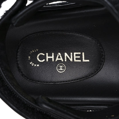 Chanel Knit Fabric Velcro Dad Sandals 40 Black Dark Blue Light Blue 7 of 9