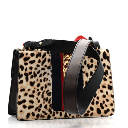 Gucci Calf Hair Leopard Print Small Sylvie Shoulder Bag Naturale Black 3 of 14