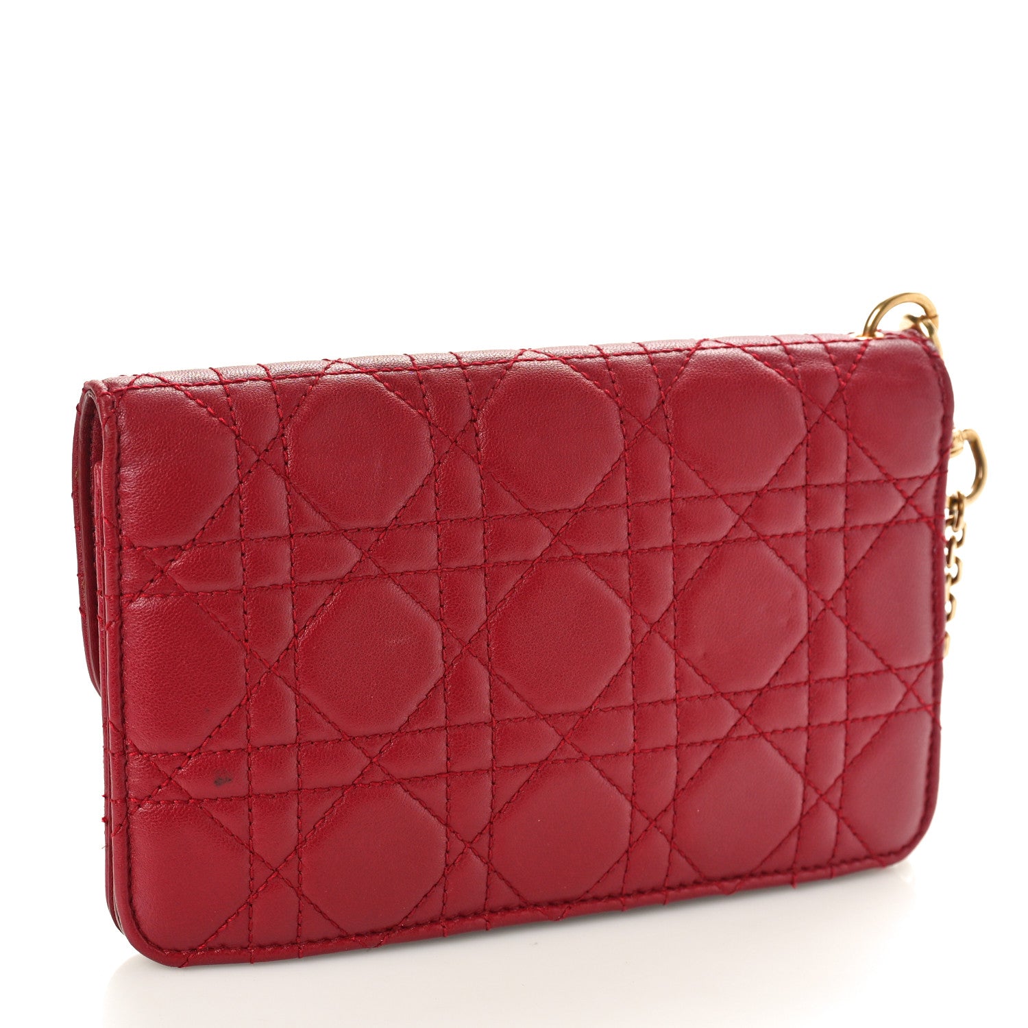 Christian Dior DIOR Lambskin Cannage Dioraddict Wristlet Clutch Red 4 of 10